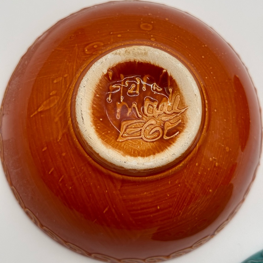 Boho Tapas Bowl Set 4 Handmade HG Art Pottery‎ Embossed Colorful 5in - Picture 6 of 11
